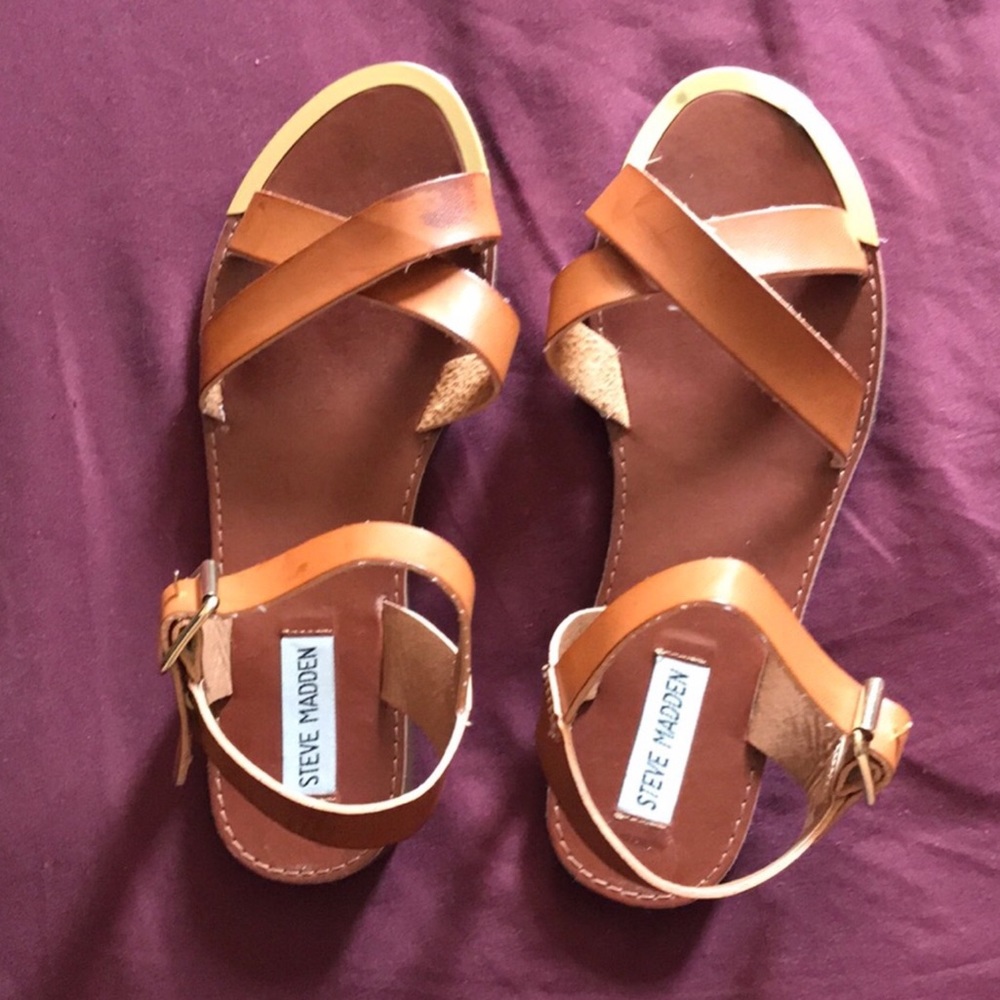 NEW STEVE MADDEN  |  Brown Buckle Sandals